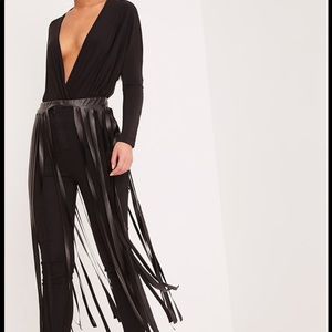 Faux Leather Extreme Fringe Belt